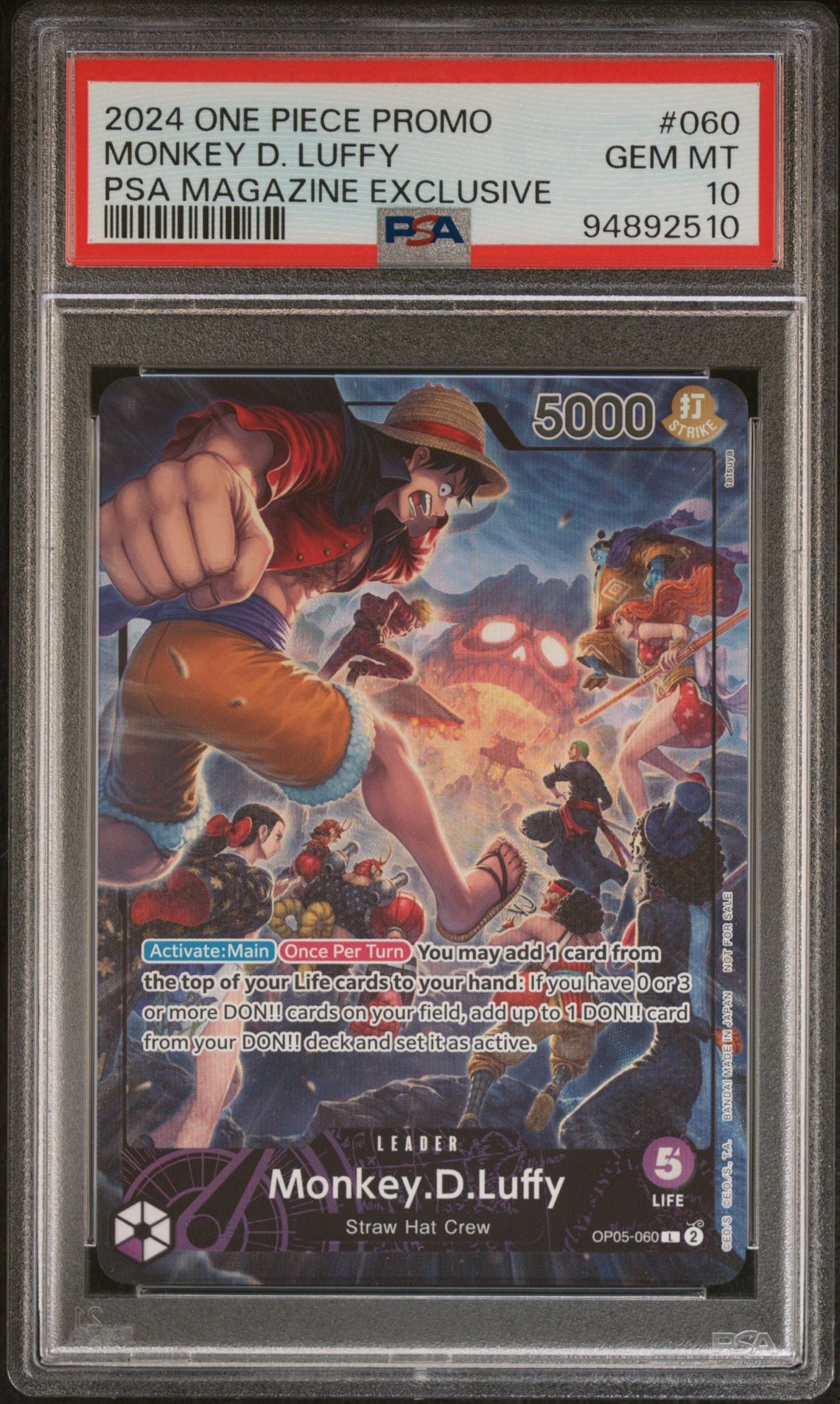 2024 One Piece ONE PIECE PROMOS PSA MAGAZINE EXCLUSIVE #060 Monkey D. Luffy front
