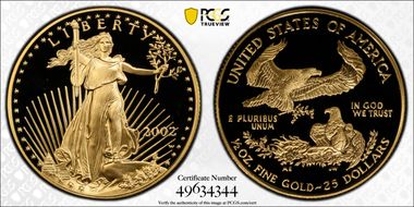 2002-W $25 Gold Eagle PR70DCAM