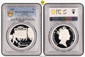 1997 $5 Ox-Drawn Wagons PR69DCAM