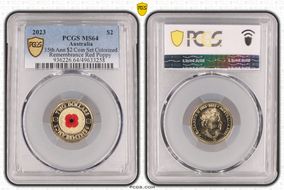 2023 $2 35th Ann $2 Coin Set Colorized Remembrance Red Poppy MS64