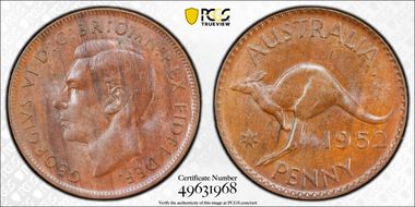 1952 A. (p) 1D London Reverse MS64BN