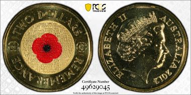 2012-C $2 Remembrance Day Colorized MS69
