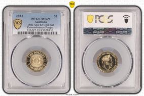 2023 $2 35th Ann $2 Coin Set Remembrance Poppy MS69