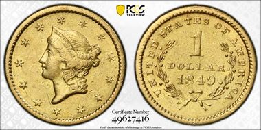 1849 G$1 Open Wreath XF40