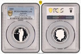 2005 $1 Gallipoli Ag PR69DCAM