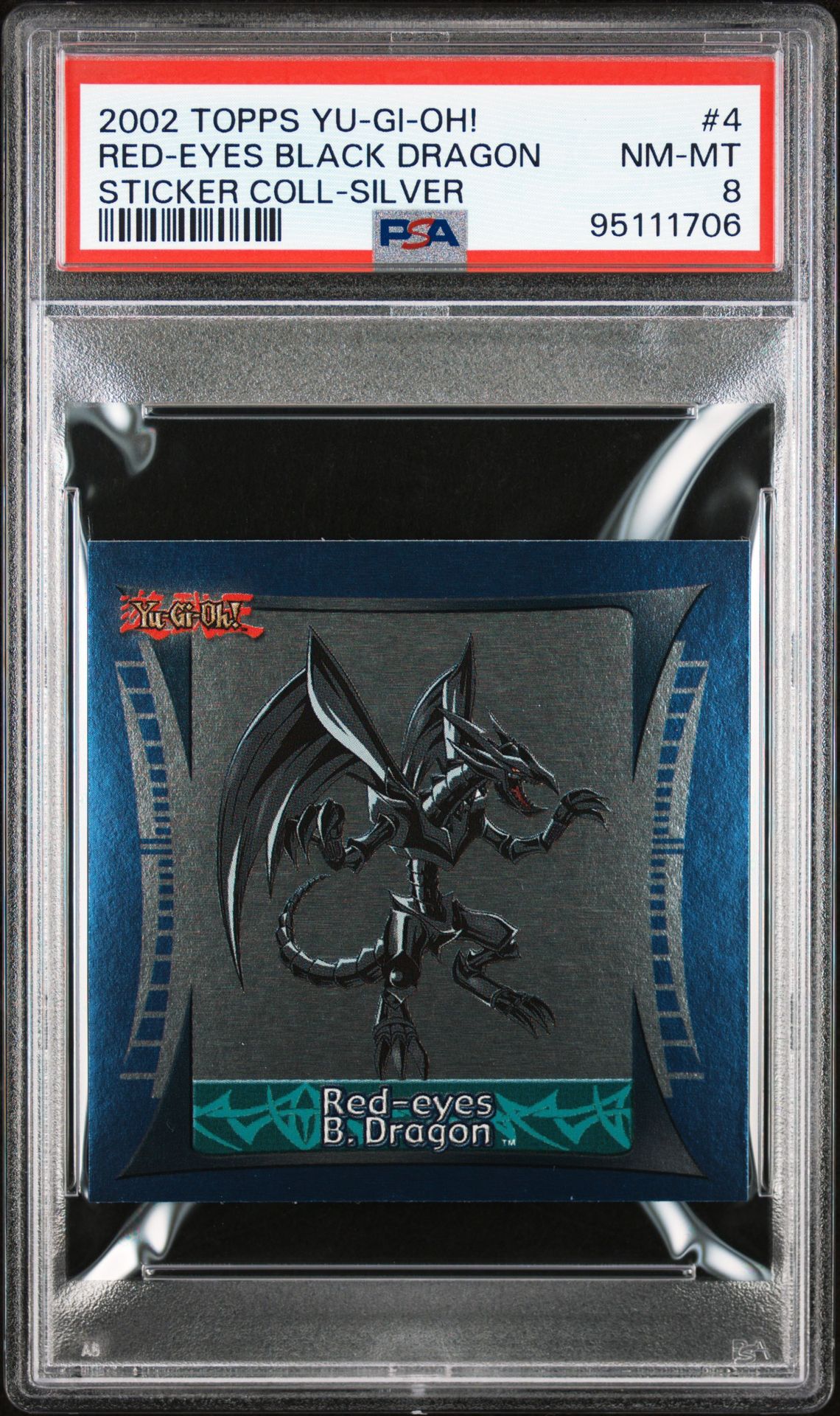 2002 Yu-Gi-Oh! TOPPS YU-GI-OH! STICKER COLLECTION STICKER COLL-SILVER #4 Red-Eyes Black Dragon front