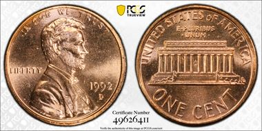 1992-D 1C MS66RD