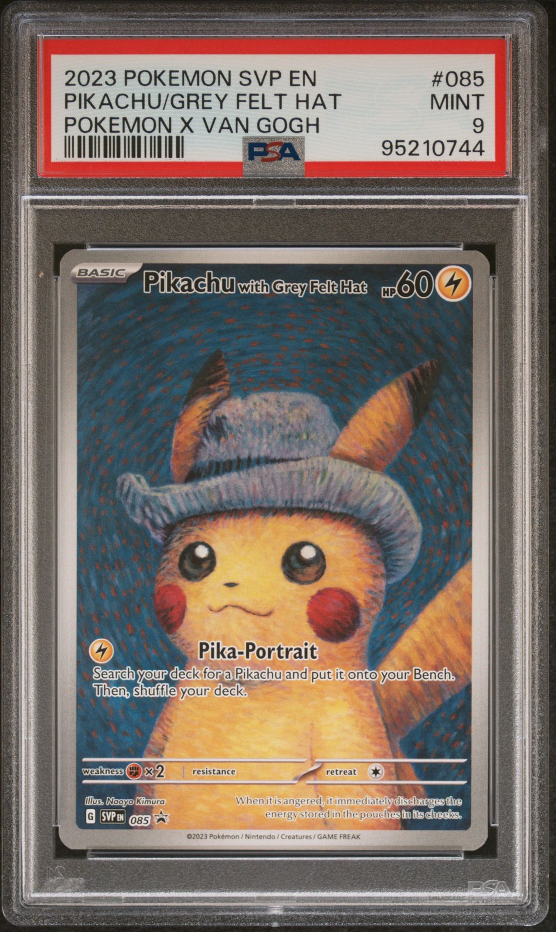 2023 Pokemon Svp En-Sv Black Star Promo Pikachu/Grey Felt Hat #085 (Pokemon X Van Gogh) Mint 9 front