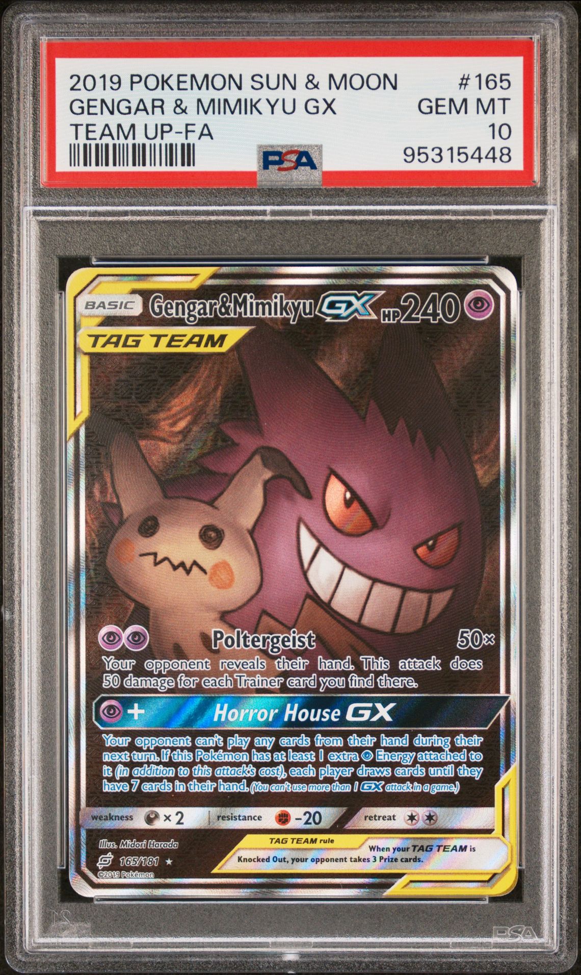 2019 Pokemon Team Up Teamup-Fa FA #165 Gengar & Mimikyu GX front