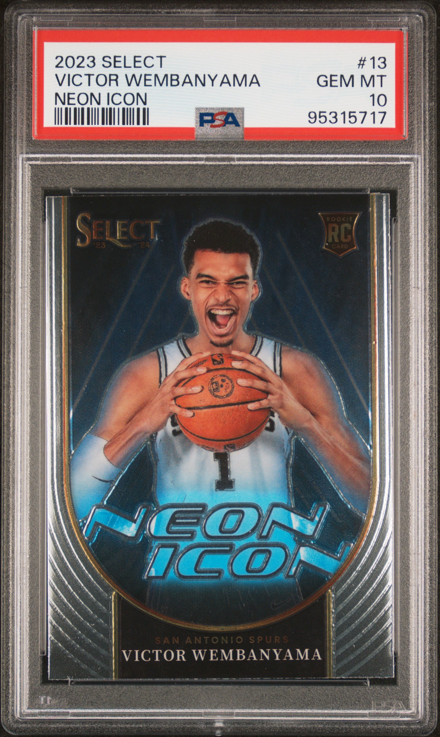 2023 Panini Select Neon Icon Victor Wembanyama #13 Gem Mt 10 front