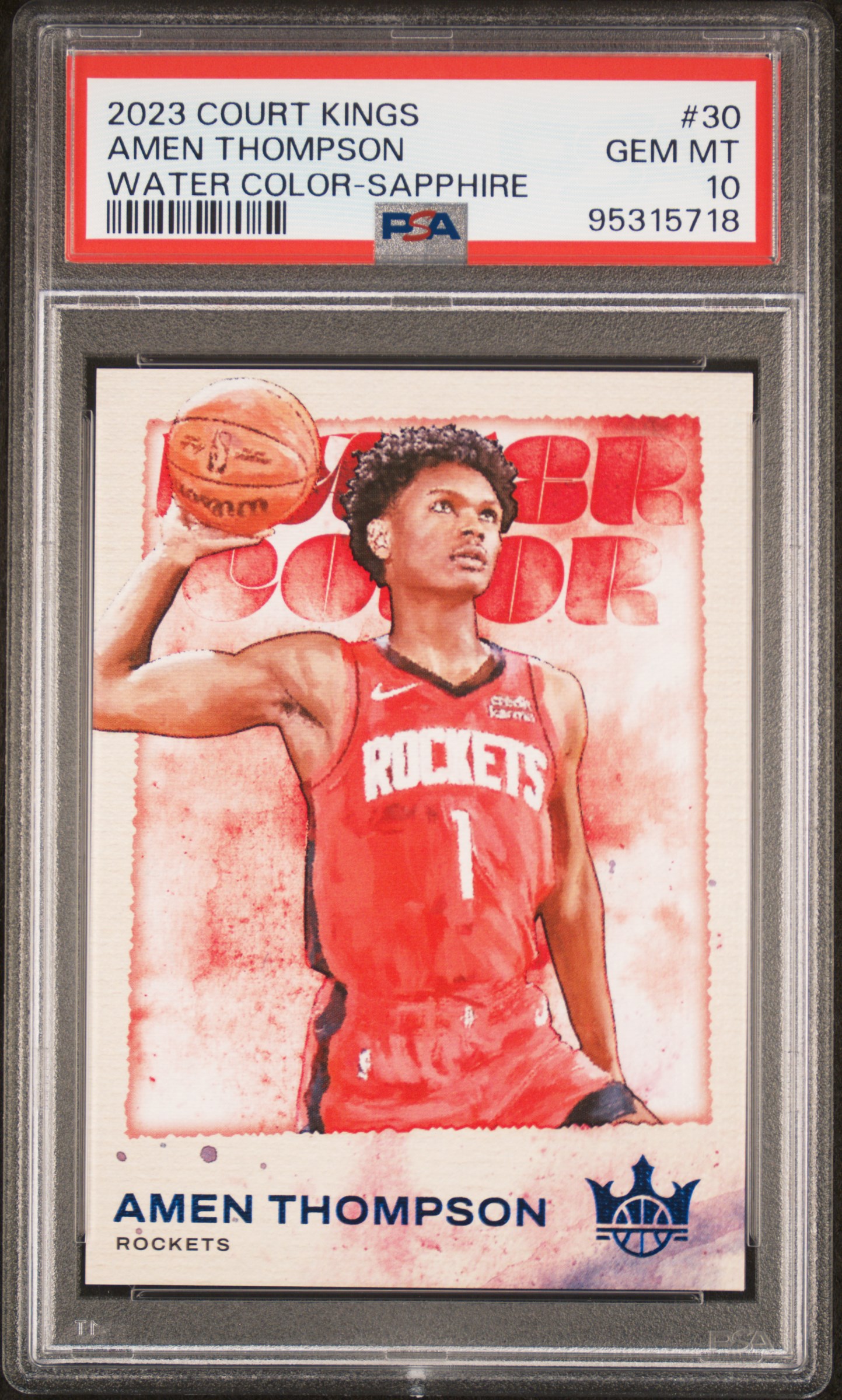 2023 Panini Court Kings Water Color Amen Thompson #30 (Water Color-Sapphire) Gem Mt 10 front