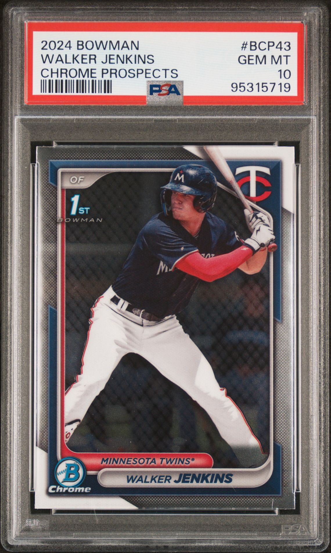 2024 Bowman Chrome Prospects Walker Jenkins #Bcp43 Gem Mt 10 front