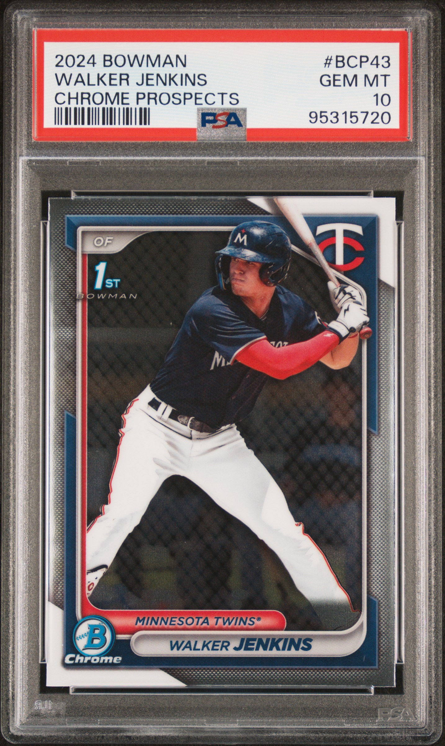 2024 Bowman Chrome Prospects Walker Jenkins #Bcp43 Gem Mt 10 front