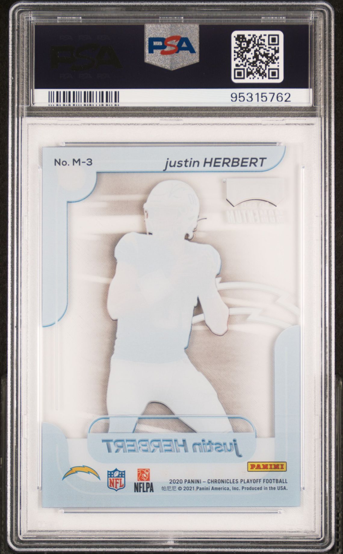 2020 Panini Chronicles Playoff Momentum Rookies Justin Herbert #M3 (Playoff Momentum Rookies) Gem Mt 10 back