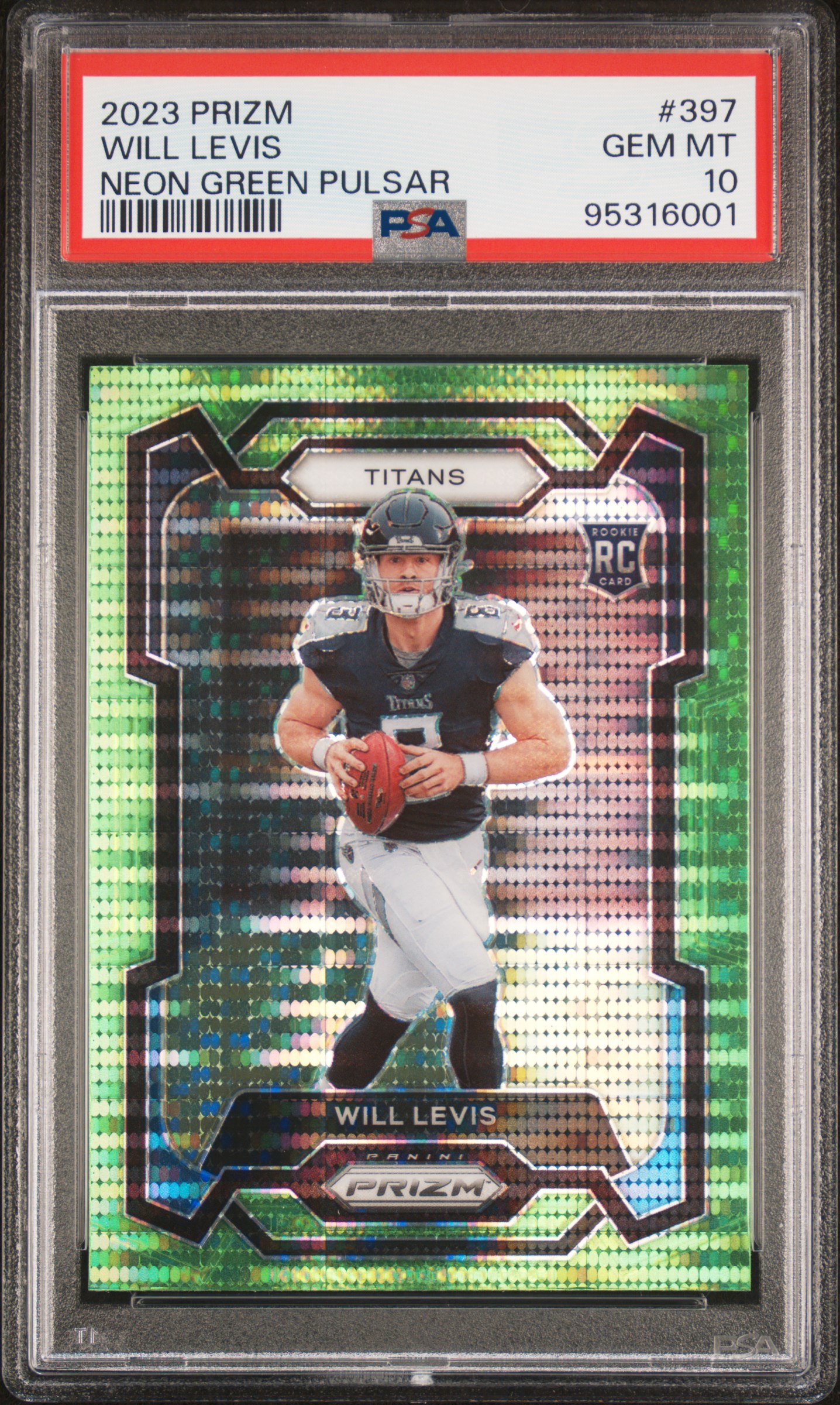 2023 Panini Prizm Will Levis #397 (Neon Green Pulsar) Gem Mt 10 front