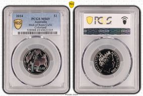 2014 $1 Mob of Roos CuNi  Colorized MS69