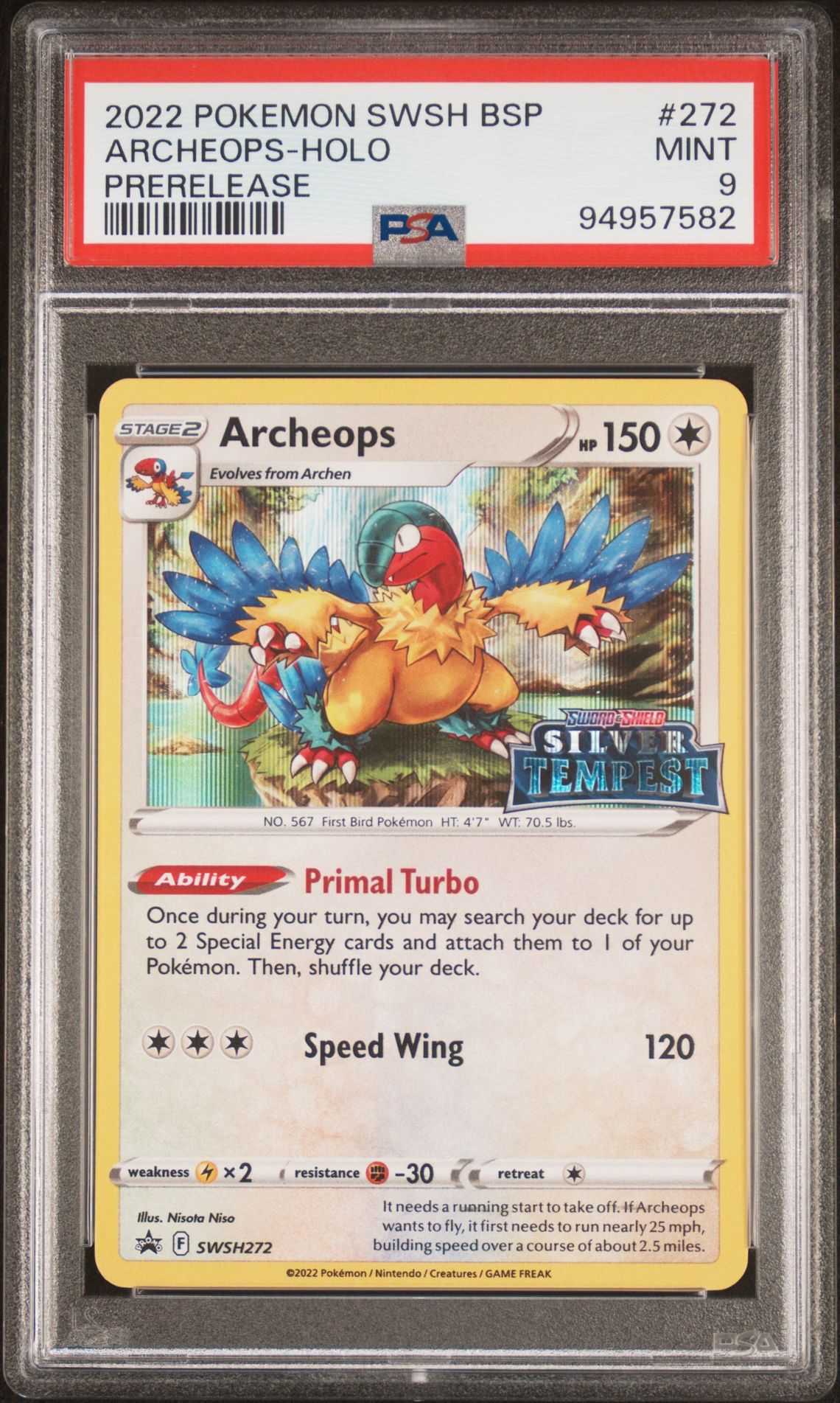 2022 Pokemon POKEMON SWSH BLACK STAR PROMO PRERELEASE #272 Archeops-Holo front