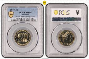2010-M $1 100th Anniversary-Privy MS66