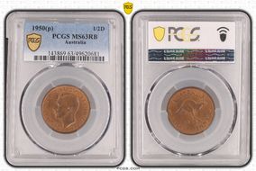 1950(p) 1/2D MS63RB