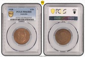 1938 1/2D MS64RB