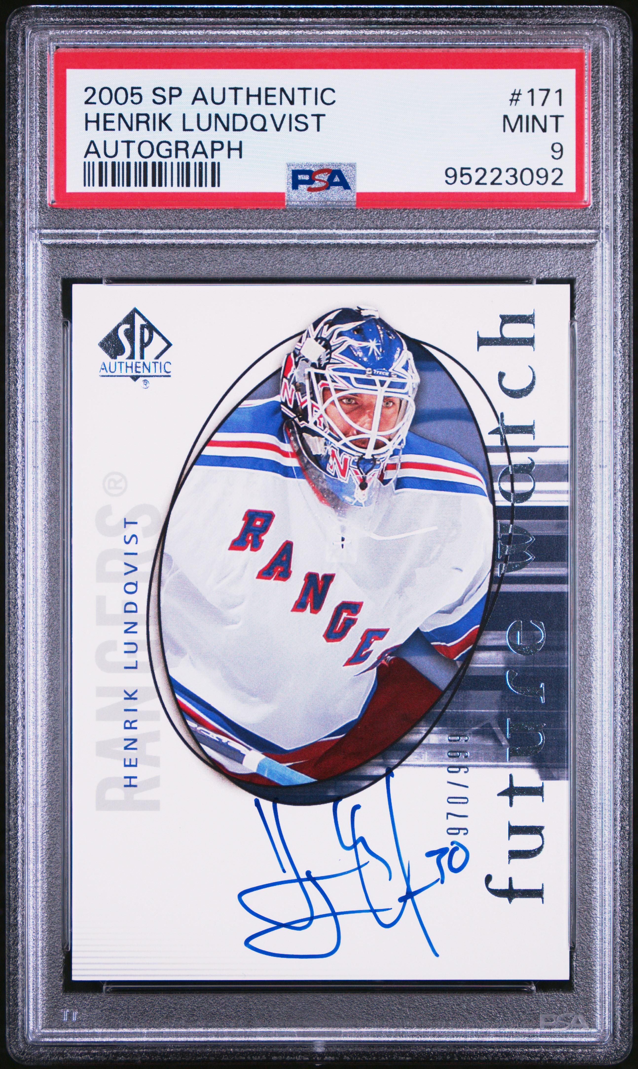2005 Sp Authentic Henrik Lundqvist #171 (Autograph) Mint 9 front