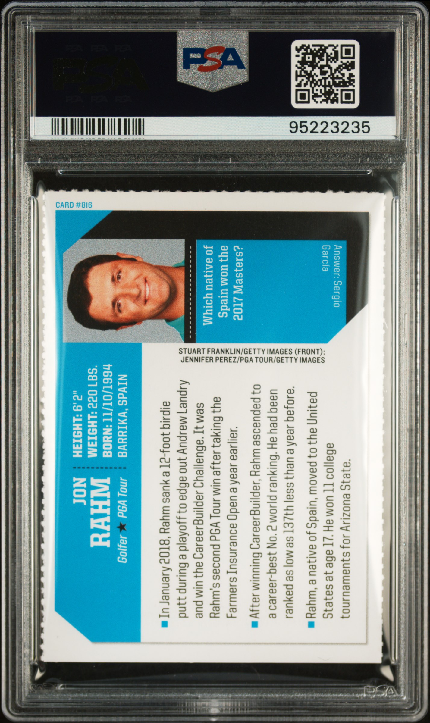 2019 S.i. For Kids Jon Rahm #816 Vg-Ex 4 back