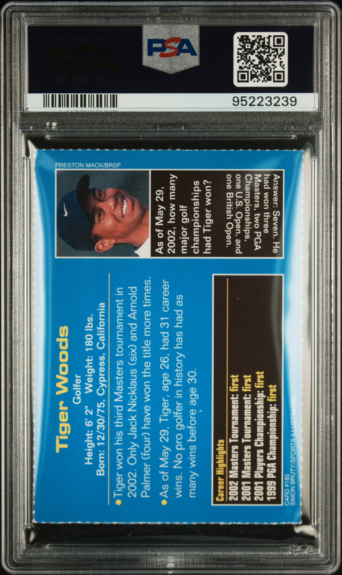 2002 S.i. For Kids Tiger Woods #185 Vg-Ex 4 back