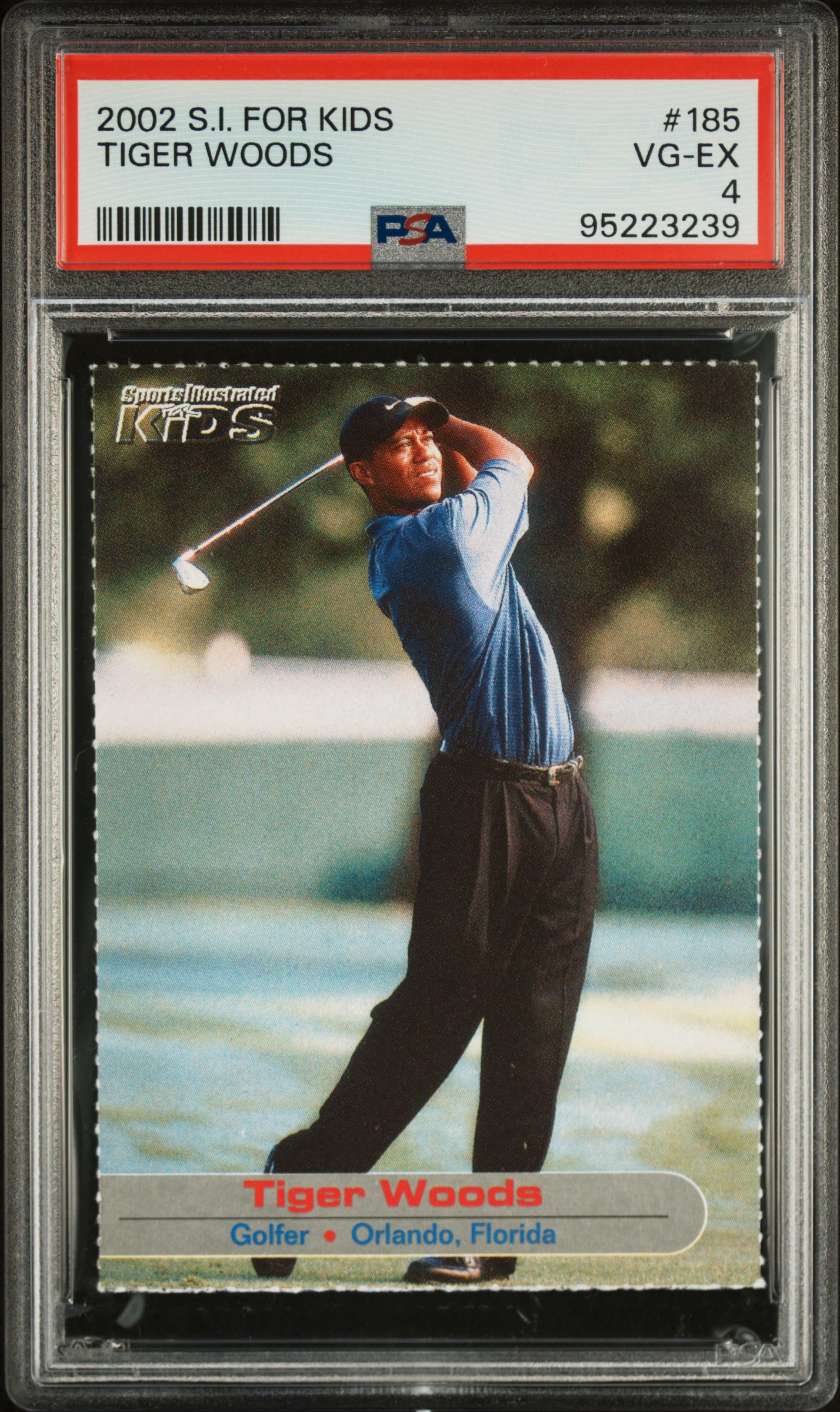 2002 S.i. For Kids Tiger Woods #185 Vg-Ex 4 front