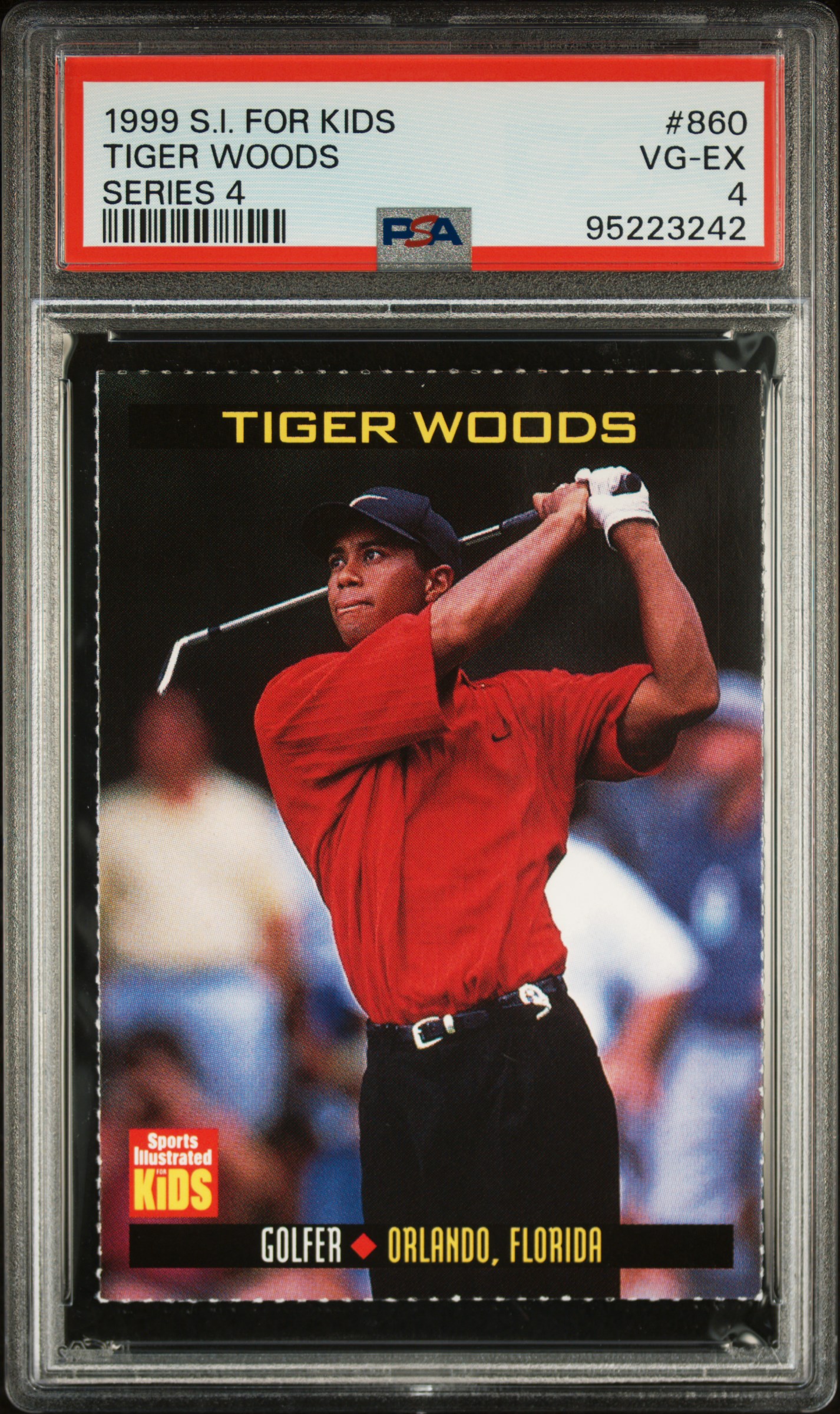 1999 S.i. For Kids Series 4 Tiger Woods #860 Vg-Ex 4 front
