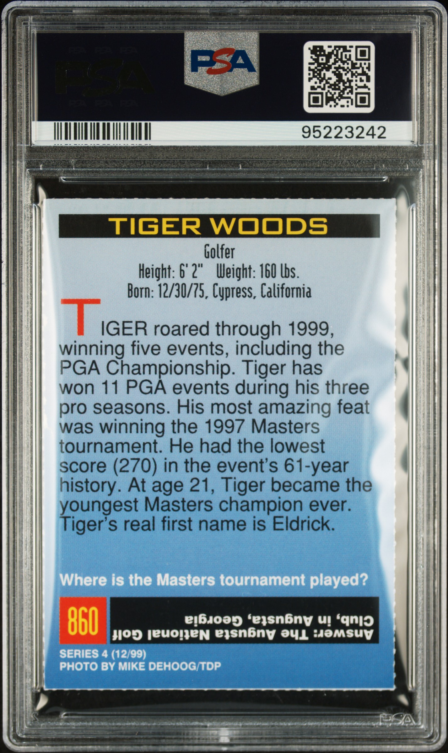 1999 S.i. For Kids Series 4 Tiger Woods #860 Vg-Ex 4 back