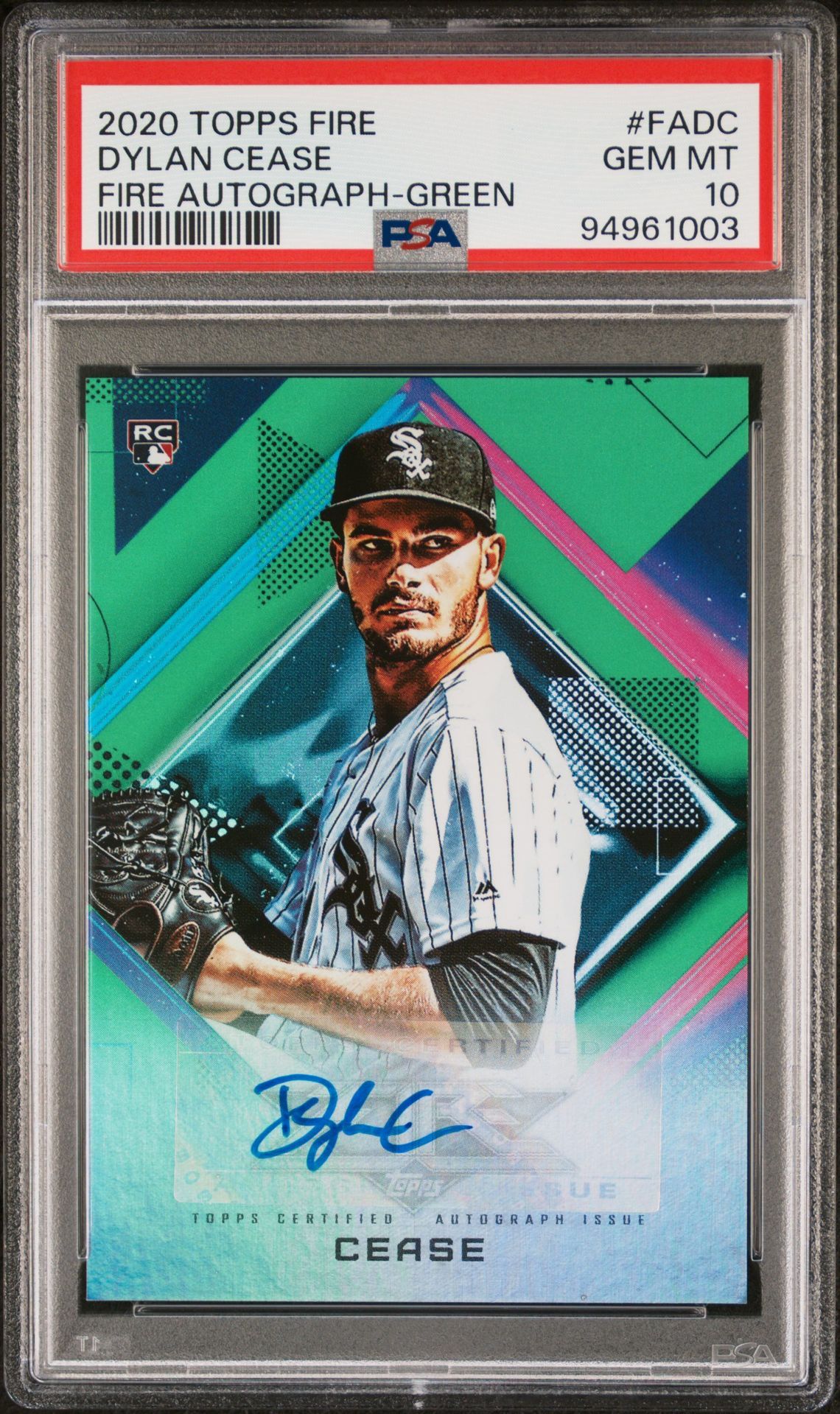 2020 Topps TOPPS FIRE FIRE AUTOGRAPHS FIRE AUTOGRAPH-GREEN #FADC Dylan Cease front