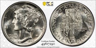 1945-S 10C Micro S MS65FB