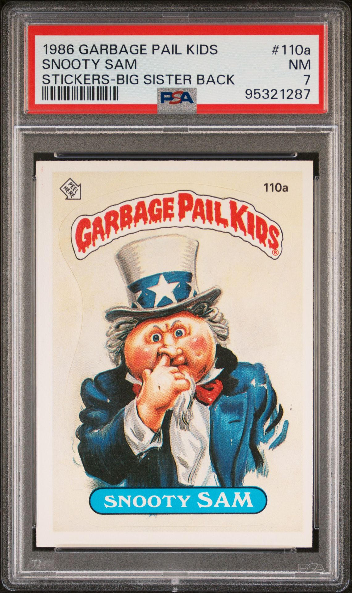 1986 Topps GARBAGE PAIL KIDS STICKERS BIG SISTER BACK #110A Snooty Sam front