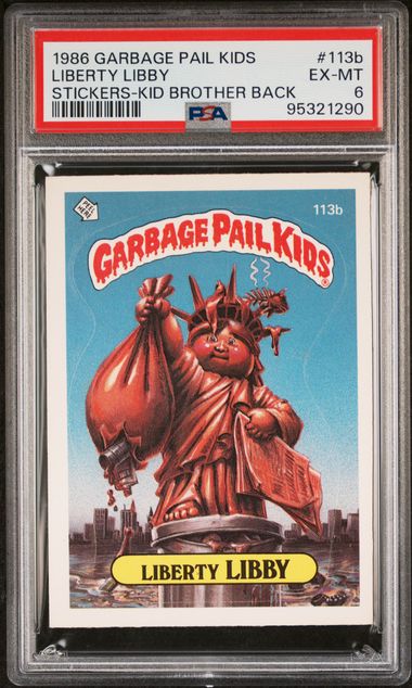 1986 Garbage Pail Kids GARBAGE PAIL KIDS STICKERS KID BROTHER BACK #113B Liberty Libby front