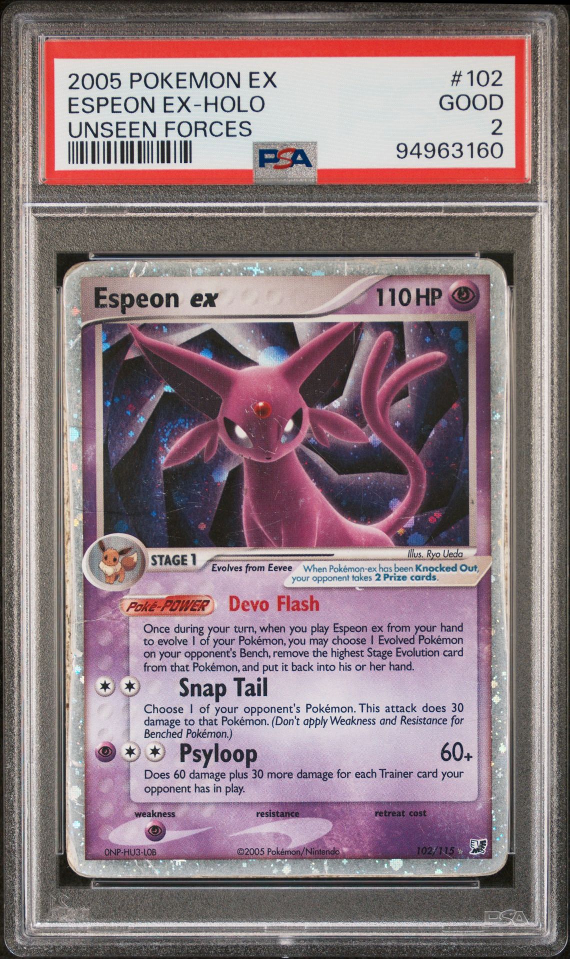 2005 Pokemon POKEMON EX UNSEEN FORCES #102 Espeon Ex-Holo front