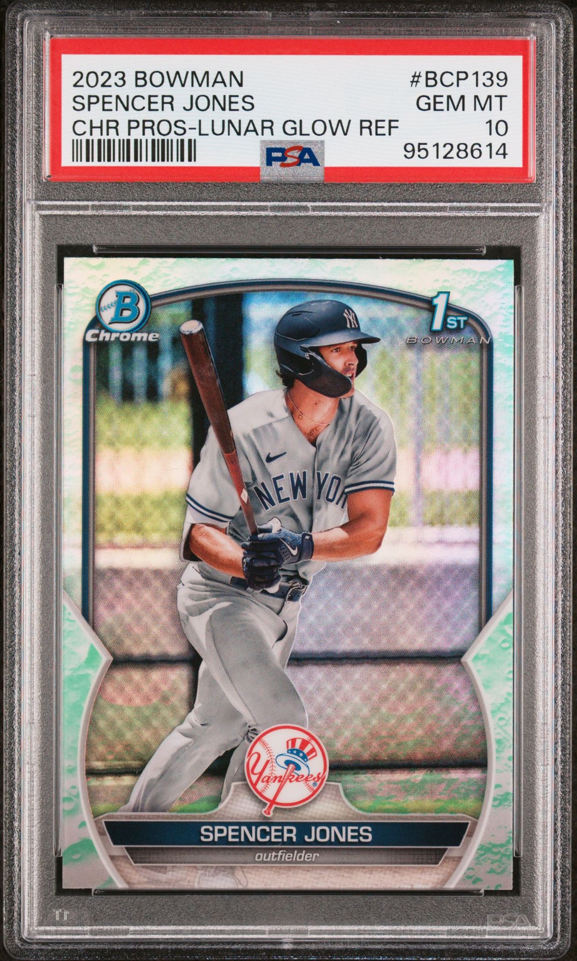 2023 Bowman BOWMAN CHROME PROSPECTS CHR PROS-LUNAR GLOW REF #BCP139 Spencer Jones front