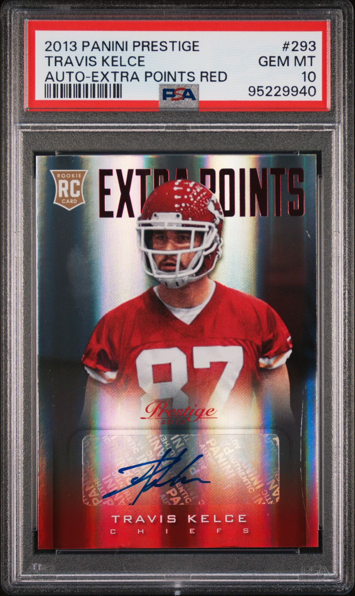 2013 Panini PANINI PRESTIGE AUTO-EXTRA POINTS RED #293 Travis Kelce front