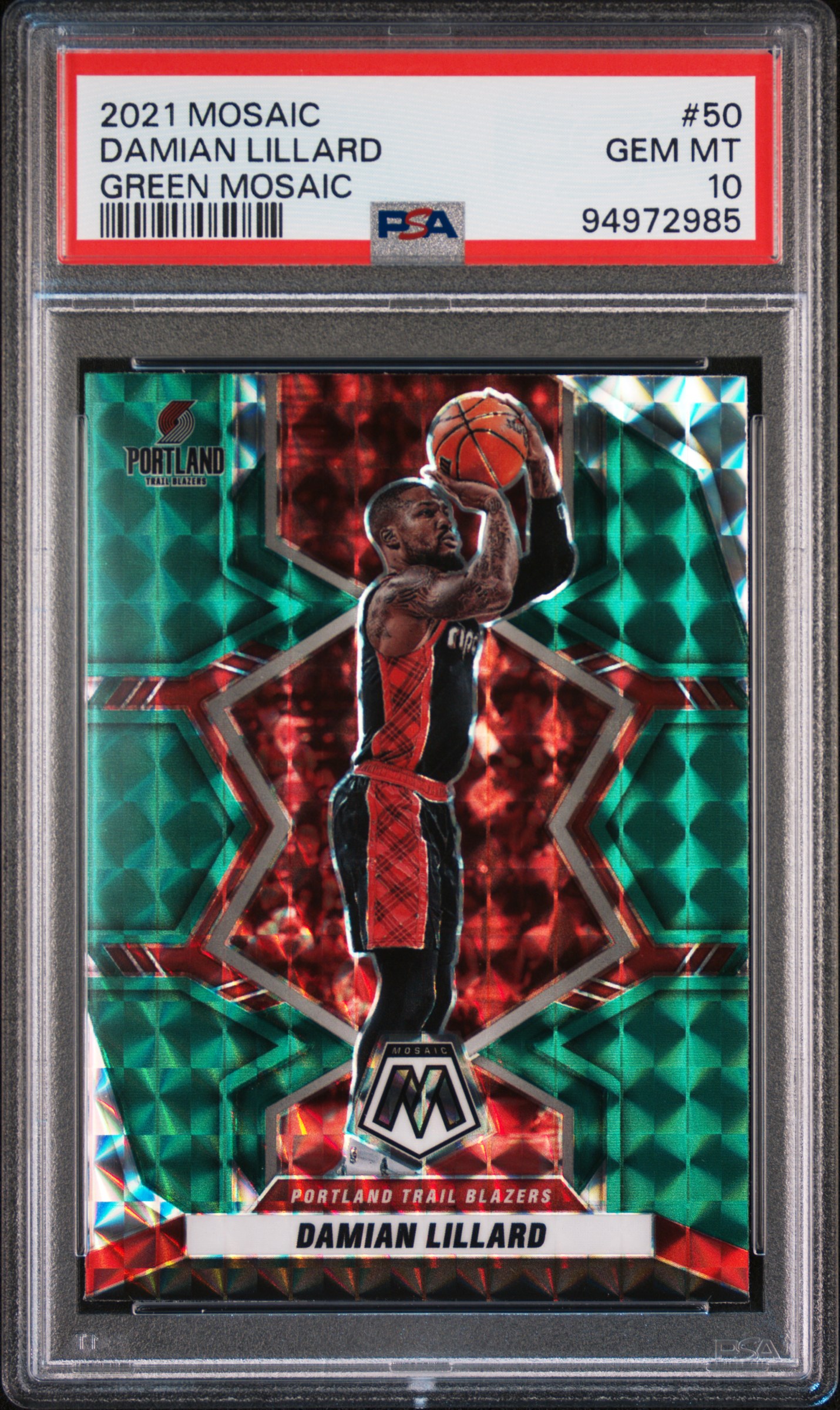 2021 #50 Damian Lillard PSA 10 Panini Mosaic