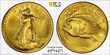 1907 $20 High Relief, Flat Edge MS68+ 