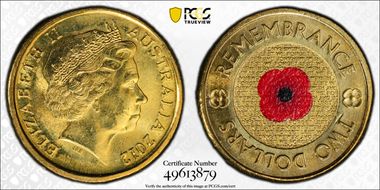 2012 $2 Remembrance Day Colorized MS65