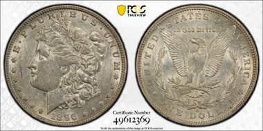 1896-O $1 VAM 19 Shifted Date AU53