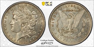 1882-O/S $1 VAM 5, O/S EDS AU53