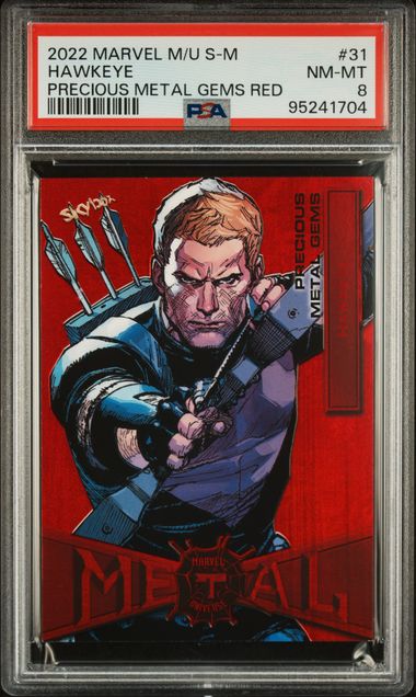 2022 Marvel SkyBox Preciousmetalgemsred Red #31 Hawkeye front