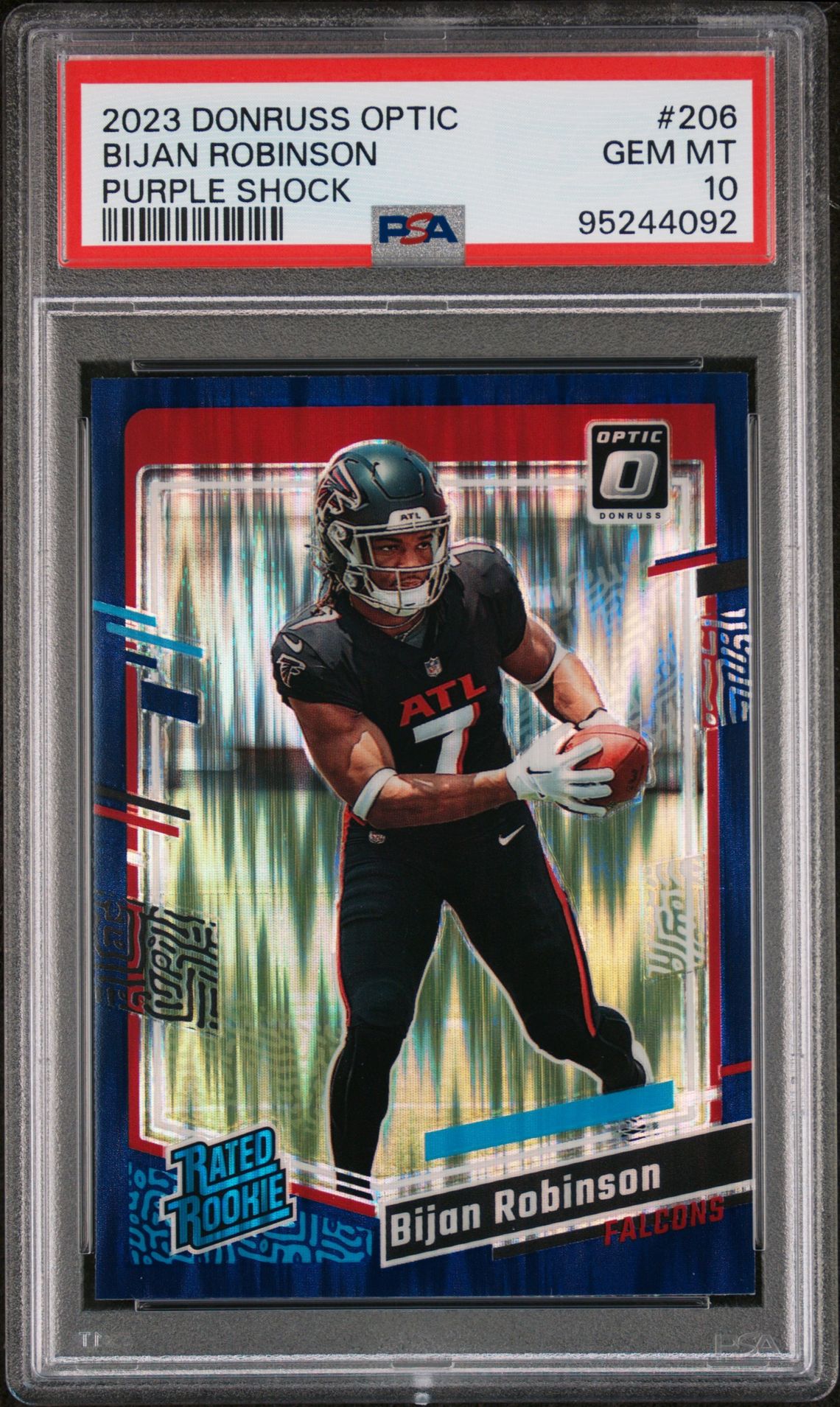 2023 Panini Donruss Optic Bijan Robinson #206 (Purple Shock) Gem Mt 10 front