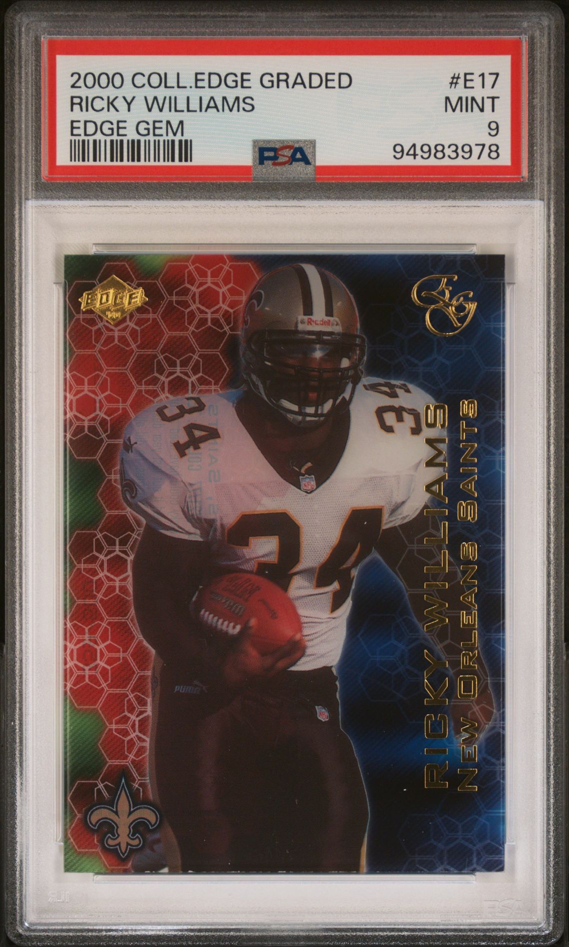 2000 Collector's Edge Graded Edge Gem Ricky Williams #E17 (Edge Gem) Mint 9 front