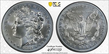 2021-O Privy $1 Morgan Dollar 100th Anniversary MS70