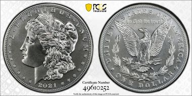 2021-D $1 Morgan Dollar 100th Anniversary MS70