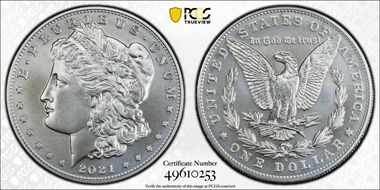 2021-S $1 Morgan Dollar 100th Anniversary MS70