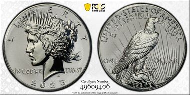2023-S $1 Peace Dollar Rev PR Two-Coin Reverse Proof Set PR69