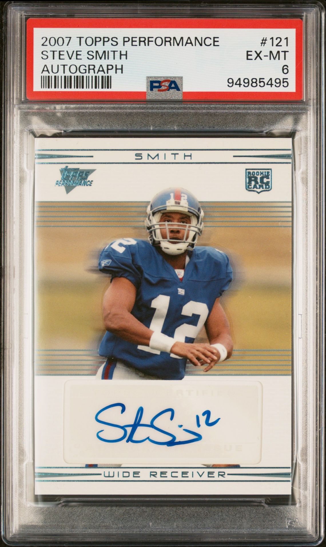 2007 Topps Performance Steve Smith #121 (Autograph) Ex-Mt 6 front